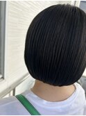 髪質改善カラー ミニボブ ハイライトダークグレー