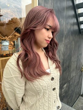 エルム 原宿 表参道(yelm) 【ピンクベージュ×ロング】#ダブルカラー#ブリーチ