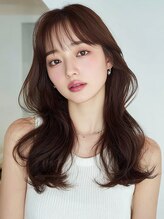 ヘアメイク アージュ 天神西通り店(HAIR MAKE age)&nbsp;韓国風巻き 顔周りレイヤー ナチュラルブラウン 前髪カット 美髪