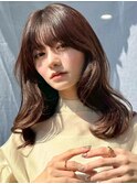 顔まわりレイヤーカットハッシュカット韓国ヘア