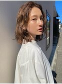 自然なパーマ　ボブ　ロブ