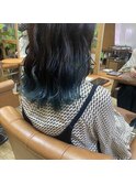 寒色カラー黒髪暗髪裾カラーニュアンスウェーブ20代30代