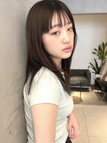 エミュ 伏見 国際センター(emu)&nbsp;ナチュラルロング/レイヤー/シースルーバング/オリーブベージュ