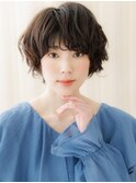 グレージュ抜け感ウェーブパーマフェザーショートZ上尾30代40代