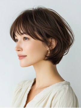 大人の柔らか質感ショートボブ