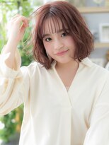 カバーヘアアンドスパ ブリス 浦和(COVER HAIR&SPA bliss)&nbsp;ミルクティーピンク韓国風ゆる巻き大人ボブa浦和20代30代40代