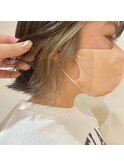 インナーカラー/ミルクティーベージュ/切りっぱなしボブ