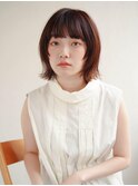 ミディアムヘア/斜めバング/グレージュカラー/甲府駅