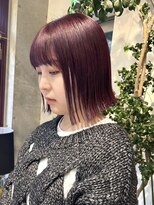 ヲタク(wotaku.)&nbsp;ボルドーカラー切りっぱなしボブ暖色カラーレッドカラー赤髪ボブ