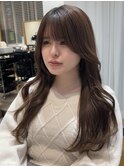 ◎ 美髪カールピンクブラウンエアリーロング似合わせ前髪