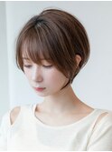 20代30代大人可愛い丸みショートショートボブオリーブベージュ