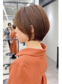 大人可愛い20代30代40代黒髪前下がりショートボブ丸みショート◎