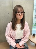 斜めバング/グレージュカラー/デザインカラー/シルキーベージュ