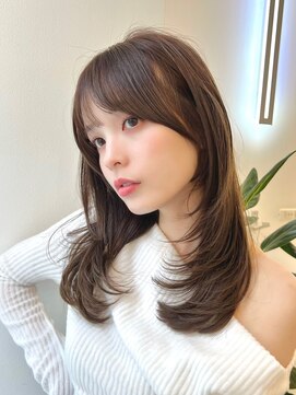 シティーバイローウェ 表参道(City/louwe) ミディアムレイヤーカット/オリーブベージュ/20代30代40代