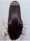 ロングヘア ワイン レッド 縮毛矯正 最上級髪質改善 赤坂見附