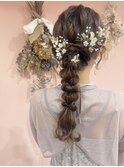 広島　結婚式　お呼ばれヘアアレンジ　編み下ろし　タイトヘア
