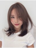 レイヤーカット/ブリーチなしダブルカラー/ダークベージュ