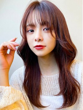 スイート ヘアデザイン(Suite HAIR DESIGN) 透明感カラーくびれレイヤー顔周りカットチェリー暖色夏カラー