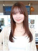 艶髪ロングレイヤーカット/顔周りレイヤー/艶ストレート