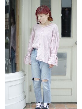 ユニオン(union) 外ハネミディ×ルージュレッド