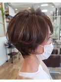 ショート×ハンサムボブ 30代40代50代60代 /ブラウンベージュ
