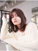 韓国顔まわりレイヤーカットグレージュオリーブベージュブラウン