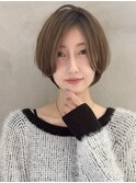 黒髪ボブルフネビージュ小顔ワンレンスペインカール　