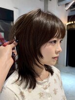 ノラ ヘアーサロン(NORA HAIR SALON) ハッシュカットレイヤーウルフブリーチなしオリーブブラウン