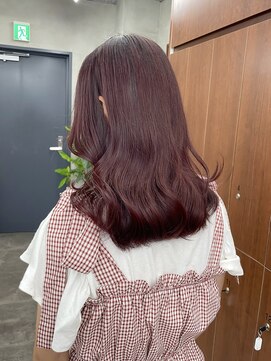 ニコ トウキョウ 渋谷(nico TOKYO) ダブルカラーチェリーレッドピンクブラウン韓国レイヤーロング