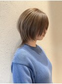 【calme】ボブレイヤー ウルフカット ミルクティーベージュ