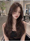 20代30代40代バタフライレイヤーチョコレートブラウンロング