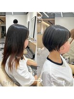 ロンドプロフィール 浦和(Lond profil)&nbsp;Lond.海気　Before After 丸っこショート　黒髪