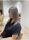 斜めバング/グレージュカラー/デザインカラー/グレージュ