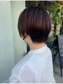 前下がりショート×シアーピンク#30代#40代#50代