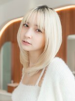 韓国レイヤーくびれミディアムナチュラルカラー似合わせ前髪