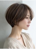 ☆ホワイトグレージュミニウルフデジタルパーマチェリーブラウン