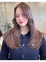 韓国ヘア顔周りレイヤーミルクティーベージュグレージュカラー