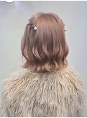 結婚式お呼ばれヘア/ボブアレンジウェーブヘア編み込みデート夏