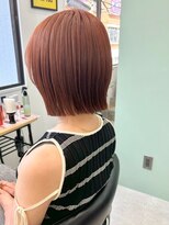 ヒビヲ(HIBIO) 横浜ミルクティーピンクベージュタッセルボブ外ハネボブレイヤー