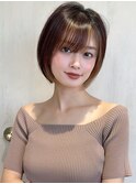 みね似合わせショートボブ30代40代50代前下がり小顔新宿丸顔面長