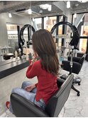 レイヤーカット顔まわりストレートロングレイヤー