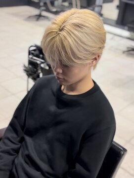 アウル 心斎橋(owl) シースルーマッシュ/ホワイトブロンド/ダブルカラー/メンズ