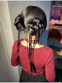 【ツインカチモリ】結婚式銀座お団子タイトヘアセットアレンジ