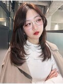 顔周りレイヤーロング韓国ヘアイメチェン_F21469