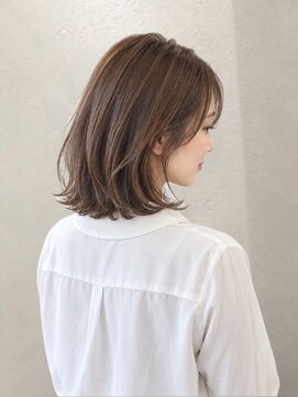 アトラ ハッピーヘアライフ 昭和町店(attra happyhairlife) 外ハネミディ×ハイライト/前髪カット