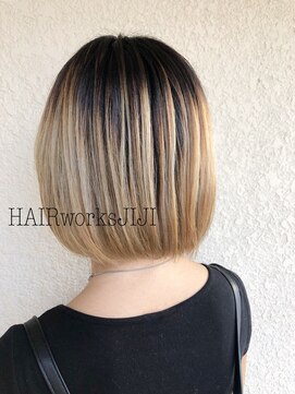 ヘアーワークス ジジ(HAIR works JIJI) ショートバレイヤージュペールゴールド