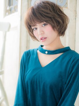 ブルー(BLUE) *CUORE水戸*…アンニュイオリーブアッシュ抜け感小顔ミニボブb