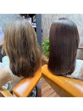 ドア(doa) 脱白髪染め　ハイライト　縮毛矯正　髪質改善