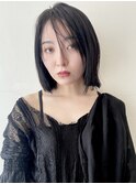 黒髪／ダークアッシュ／ブルーブラック／ミニボブ／外ハネボブ