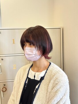 ジュエ ヘアー デザイン(Jue hair design) バーガンディカラー×ウルフカット